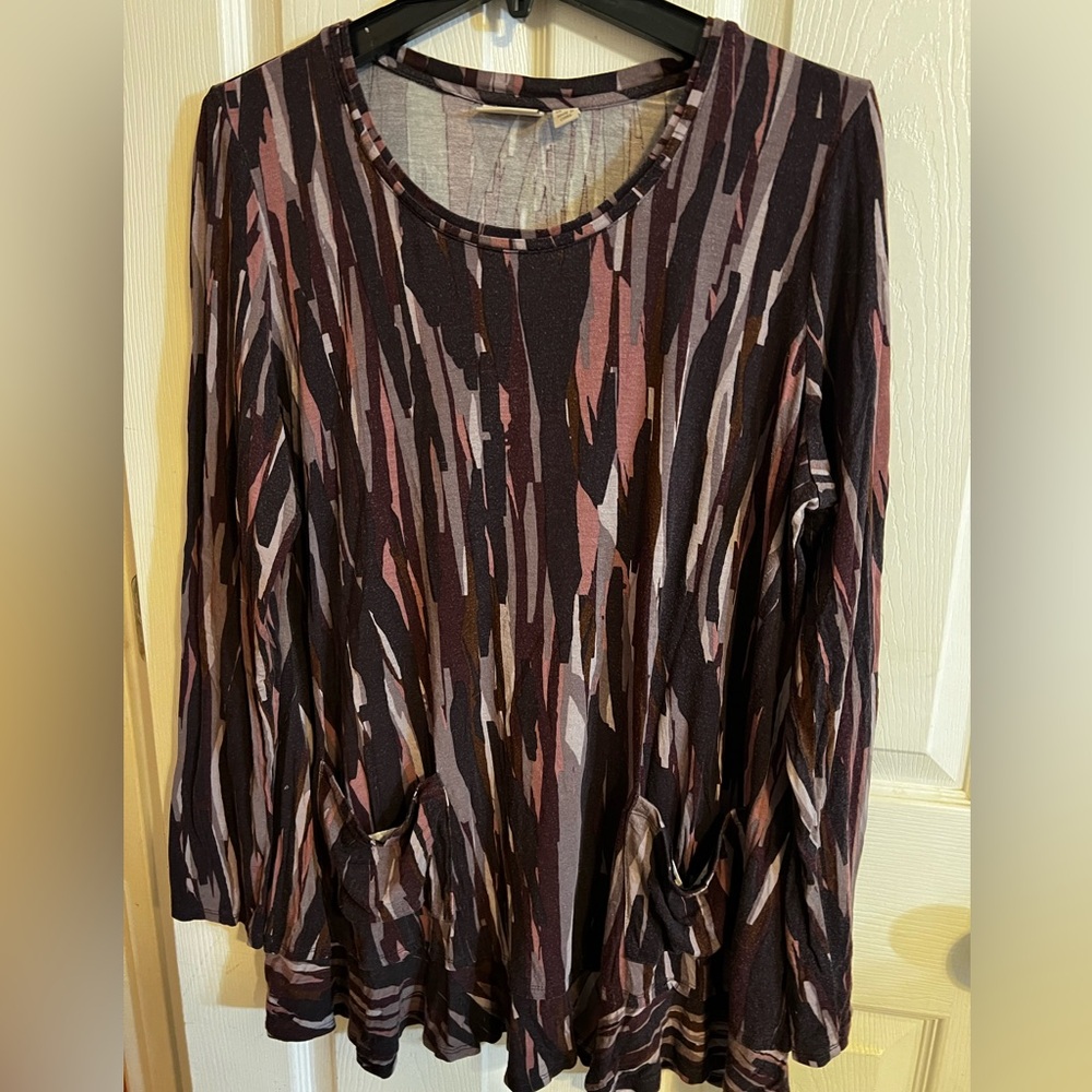 LOGO by Lori Goldstein Abstract Long Sleeve Tunic Sz L